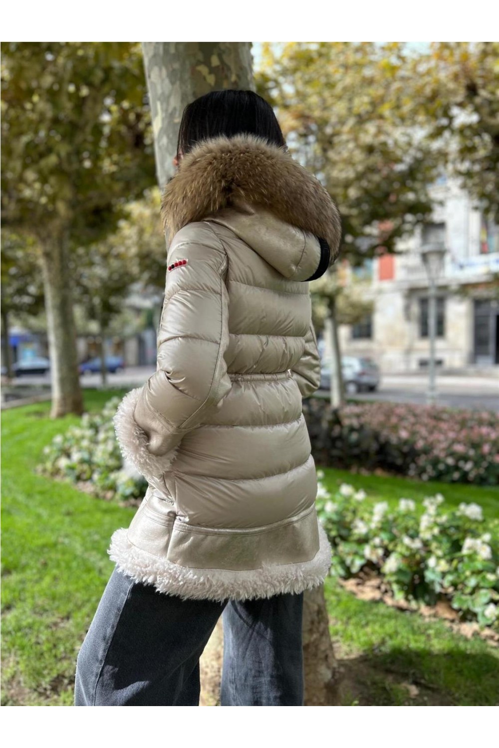 Dichi Plumas Con Pelo En La Capucha Dichi Plumones Mujer