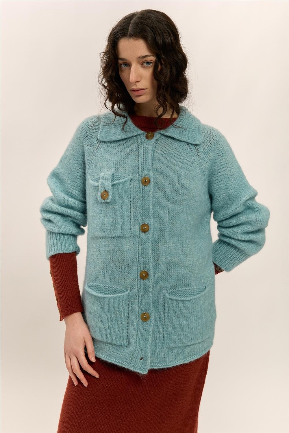 Chaqueta de punto larga de...