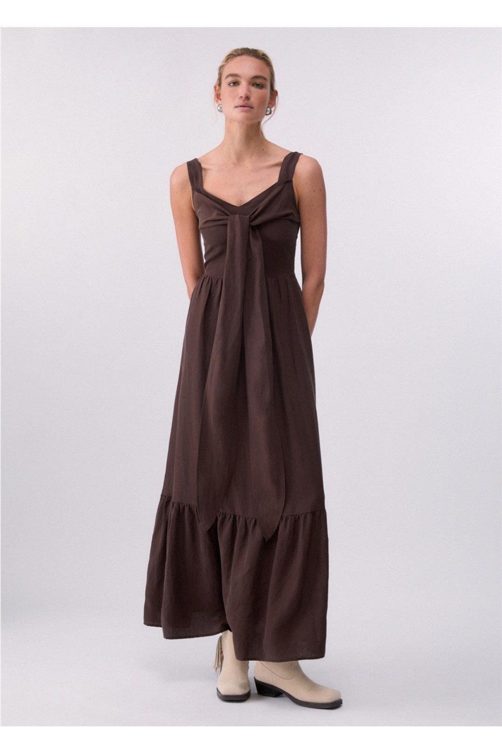 Vestido largo de mujer lino...