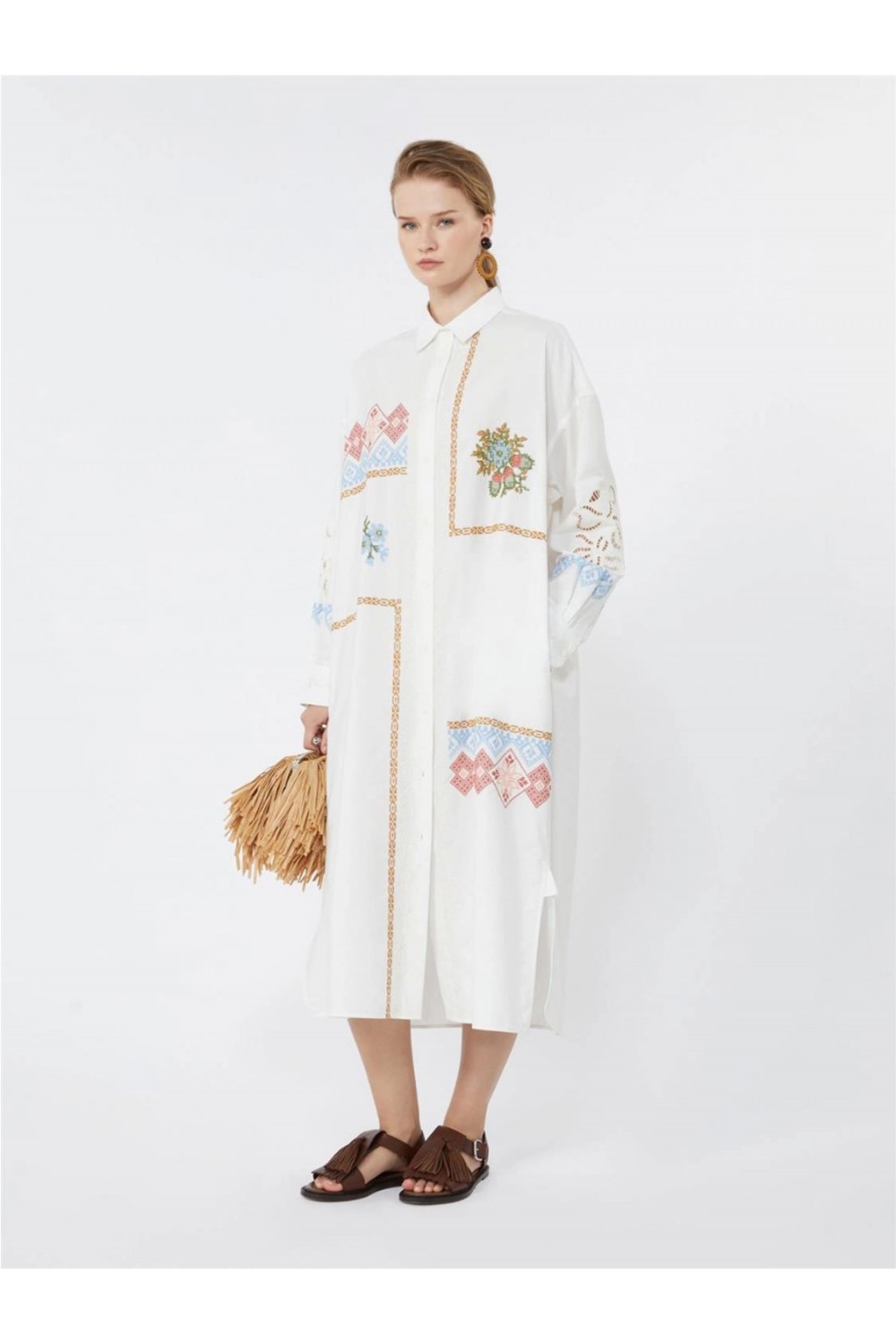 Vestido largo camisero de...