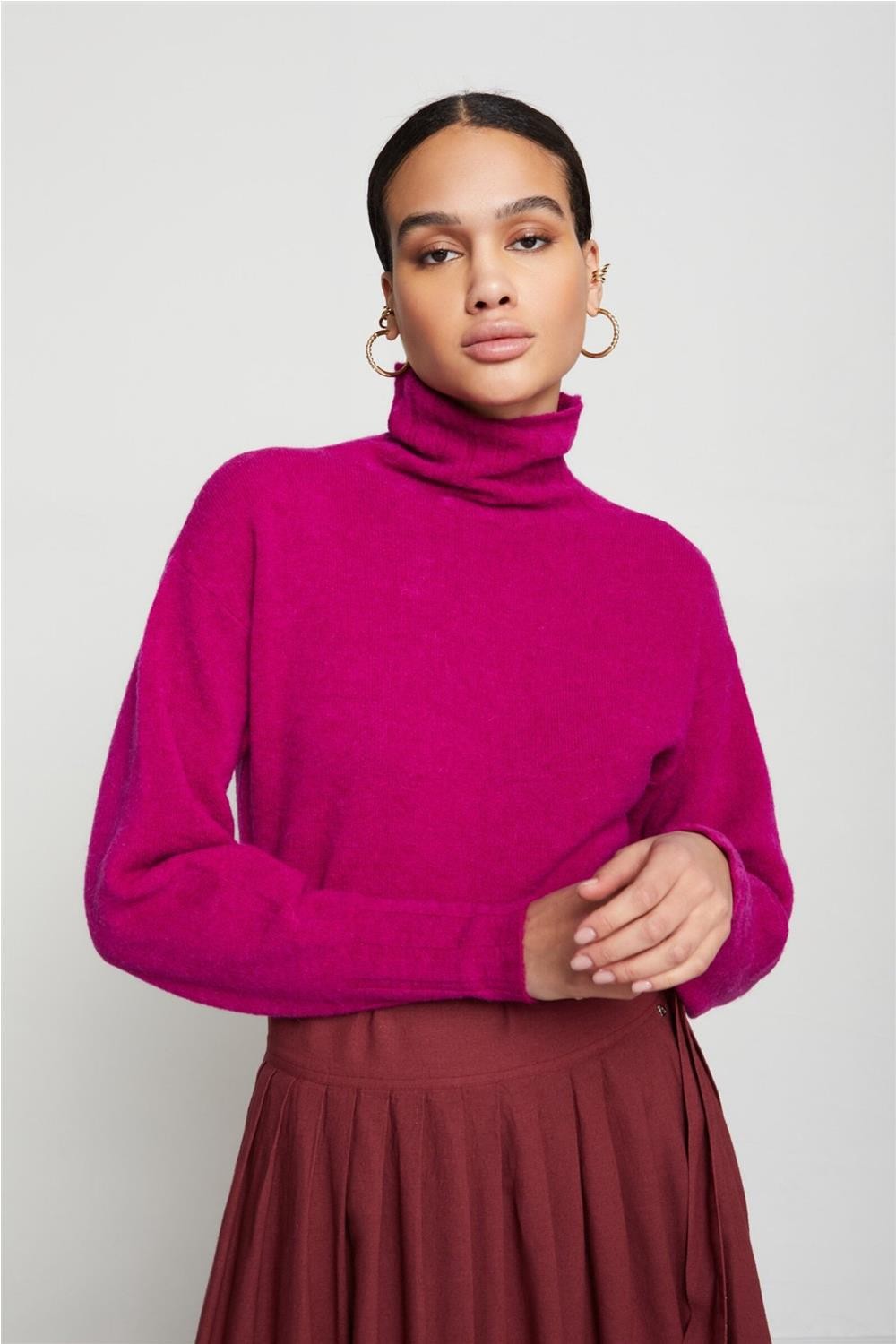 Jersey de lana mixta Ottod´Ame Talla L Color FUXIA