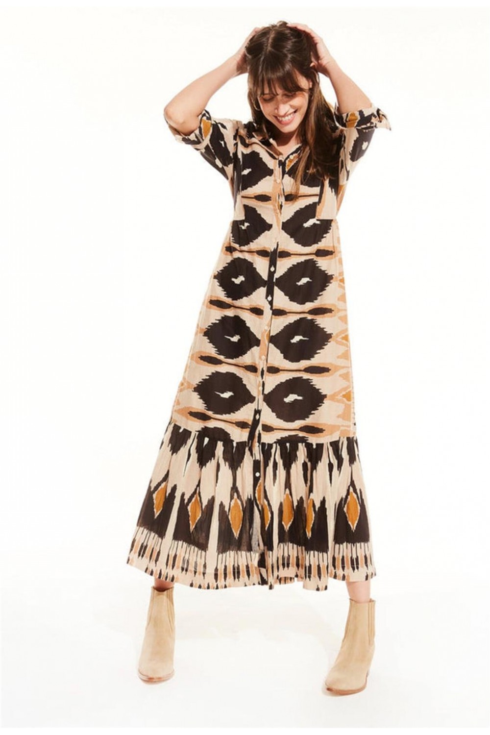 Vestido de verano largo camisero Loïse Stella Forest Talla 38 Color NEGRO