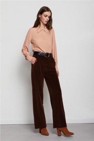 Pantalon ancho de Mujer pana Is Coming doble Pinza Trabillas Marfil Rosa antiguo 525,Pan,5314 Talla 42, Marfil